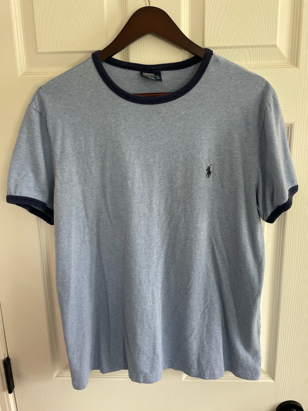 Polo Ralph Lauren Blue Ringer T-Shirt Size Large Cotton Tee Minimalist Classic